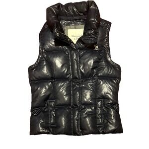 Abercrombie & Fitch Down Vest Puffer Y2K Navy Blue Large‎ L Ski Logo